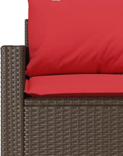 Vista 8 de Patio Sofa 3-Seater Brown Poly Rattan with Cushions Brown and Red