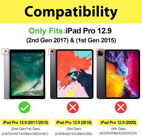 Vista 2 de ProCase Funda para iPad Pro 12.9 2017/2015 (modelo antiguo, 2ª y 1ª generación), funda protectora delgada con soporte para iPad Pro de 12.9 pulgadas