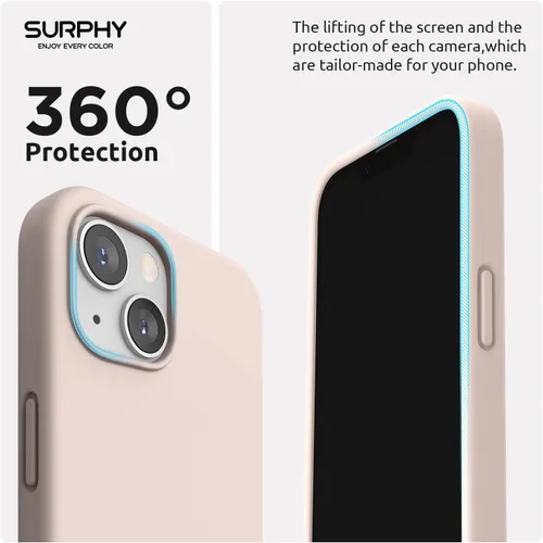 Vista 3 de SURPHY Funda magnética diseñada para iPhone 13, compatible con MagSafe (6.1 pulgadas, versión 2021), funda de silicona líquida con forro de Rosa