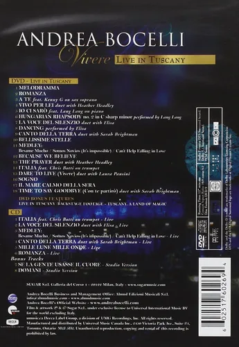 Vista 2 de Vivere Live in Tuscany DVDCD