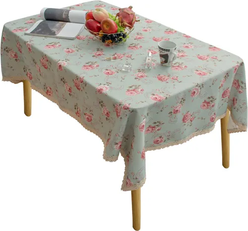 Vista 8 de Mantel cuadrado con estampado floral de 38 x 38 pulgadas, resistente a las manchas e impermeable, para cocina, comedor, interior y exterior