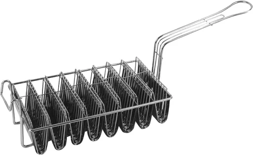 Vista 3 de TrueCraftware - Cesta de tacos de 8 ranuras de grado comercial con capacidad para 8 conchas freidoras- Cesta para tacos con asa de agarre, cesta