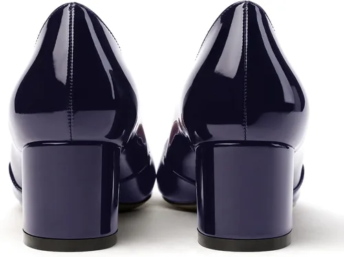 Vista 4 de MODENCOCO Zapatos de tacón bajo grueso para mujer, con puntera redonda, de 2 pulgadas