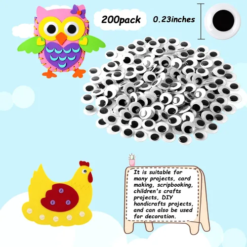 Vista 2 de FEBSNOW - 200 ojos autoadhesivos de 0.236 pulgadas para manualidades