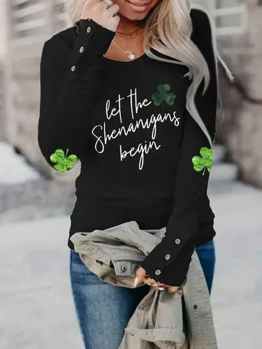Vista 2 de Akivide Camiseta irlandesa del día de San Patricio para mujer, diseño de trébol verde, manga larga, estampado de trébol verde, túnica