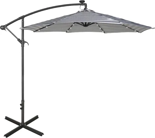 Vista 10 de WO Home Furniture Patio LED Umbrella 10ft Cantilever, Stand, Base Kits Verde oscuro