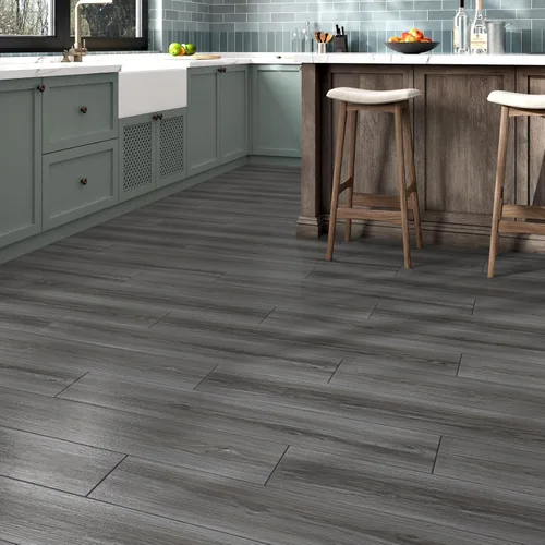 Vista 5 de Tablones de madera gris oscuro, adhesivos para azulejos de suelo para baño, dormitorio, azulejos de vinilo para cocina, impermeables, autoadhesivos