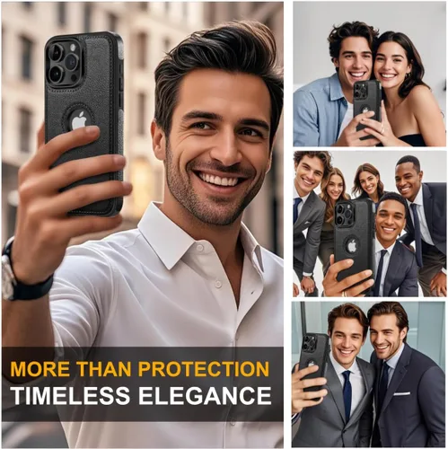 Vista 4 de Funda de cuero de lujo con diseño único para iPhone 14 Pro Max, antideslizante, resistente a los arañazos, ultra delgada, funda protectora