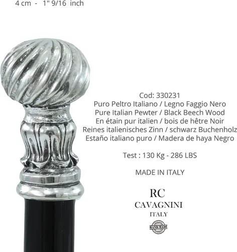 Vista 2 de Italy - Bastón personalizado exclusivo – Elegante bastón de madera con mango de metal equilibrado