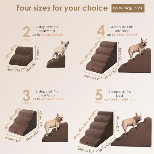 Vista 3 de EHEYCIGA Rampa curvada para escaleras para perros, camas altas de 4