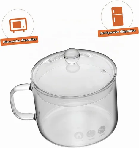 Vista 7 de UPKOCH Olla de cocina de vidrio transparente resistente al calor, olla de cocina de 50 onzas, olla multifunción para cocina, restaurante