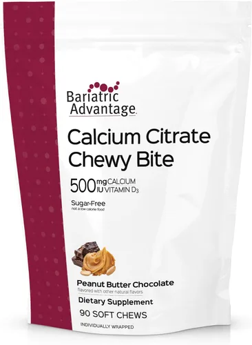Vista 10 de Bariatric Advantage Picaduras masticables de citrato de calcio 500 mg - Altamente absorbible y digerible - Vitamina D3 - Suplemento de calcio