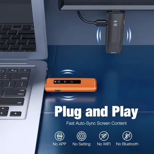 Vista 2 de Transmisor y receptor HDMI inalámbricos, decodificación 4K, salida 1080P, extensor HDMI inalámbrico 2.4G/5G, 100 pies/164.0 ft Plug & Play