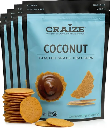Vista 11 de Craize Patatas fritas de coco, sin gluten, veganas, kosher, galletas de maíz tostadas 4 onzas cada una