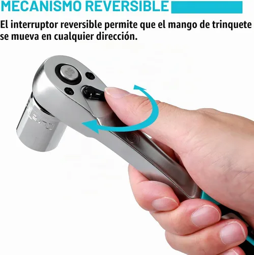 Vista 5 de DURATECH Trinquete de accionamiento de 3/8 pulgadas, llave de trinquete de liberación rápida de 90 dientes Socket Wrench with Cushion Injection