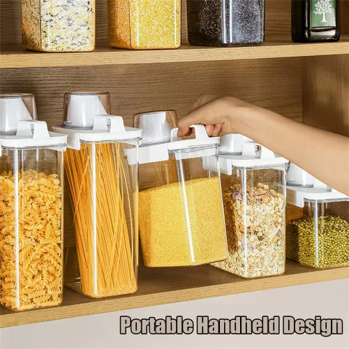 Vista 5 de 2 recipientes de almacenamiento dispensadores de arroz, cubo de arroz pequeño de 1.1 L con taza medidora y boquilla de vertido, recipiente hermético
