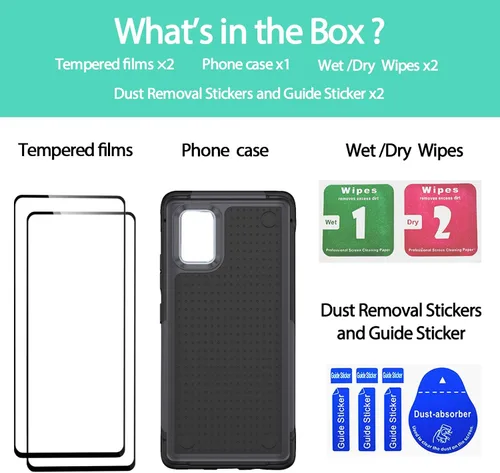 Vista 173 de Jeylly Compatible con Samsung Galaxy A22 5G Funda, Funda Samsung A22 5G con 2pcs protectores de pantalla de vidrio templado