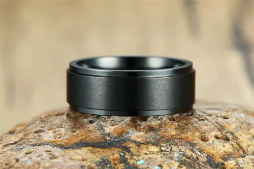 Vista 3 de YLYYJ Anillos de graduación personalizados para hombres 2023, anillo giratorio con nombre personalizado para la ansiedad, banda de acero inoxidable