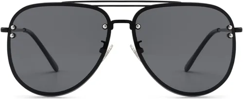 Vista 7 de VIVIENFANG Gafas de sol de aviador sin montura de gran tamaño con bisagras de resorte pantalla inspirada en el diseñador para mujereshombres 87247