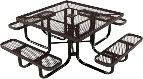 Vista 50 de COATEDOUTDOORFURNITURE Mesa de picnic cuadrada de 46 pulgadas, expandida, color negro