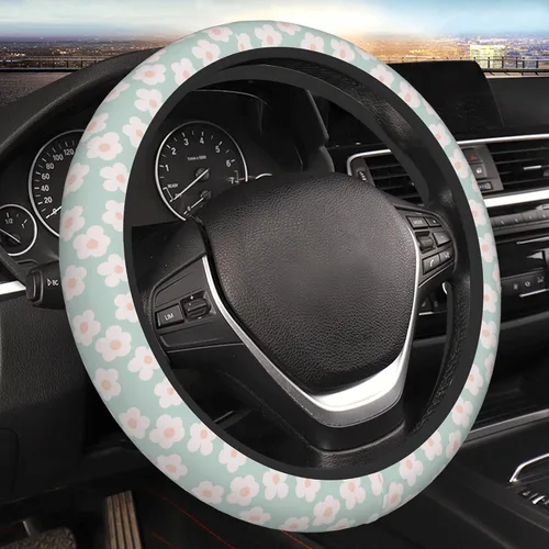 Vista 10 de Funda para volante de automóvil, protector antideslizante universal de 15 pulgadas de estilo bohemio oscuro, accesorios elásticos para auto