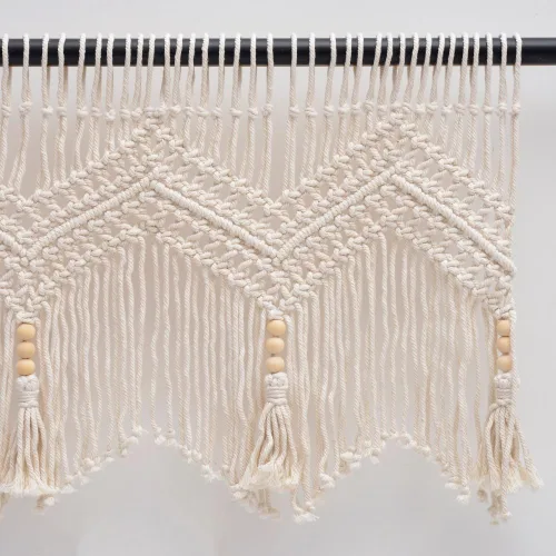 Vista 4 de Cortinas bohemias de macramé para ventanas, cenefa de macramé para dormitorio, sala de estar, decoración bohemia para colgar en la pared, 1 panel