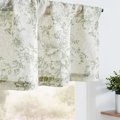 Vista 22 de jinchan - Cenefa de lino con borde de encaje, cenefa rústica de estilo granja para ventana de 16 pulgadas, tratamiento para ventana pequeña