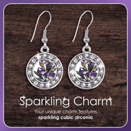 Vista 5 de Inspired Silver - Pendientes colgantes de gancho francés con dije de círculo de plata con joyas de circonita cúbica