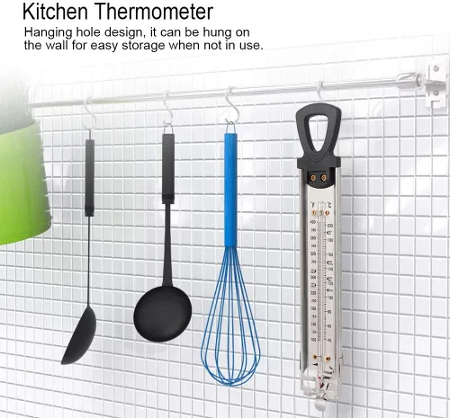 Vista 7 de Fahrenheit Celsius - Termómetro de doble escala para dulces de cocina, PVC transparente, resistente, duradero, de larga distancia, fácil de leer