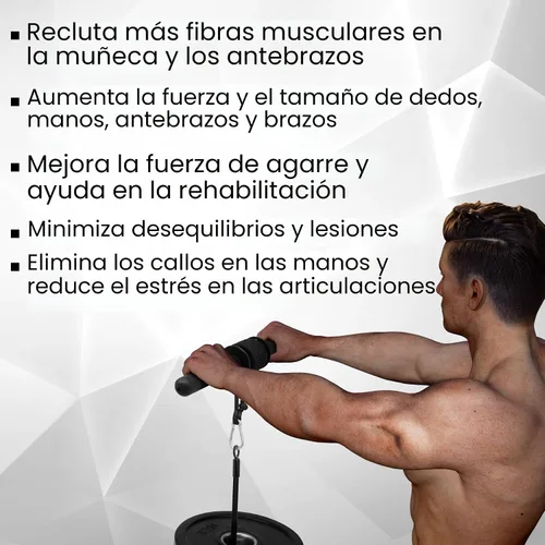 Vista 4 de Yes4All Pistola de muñeca y antebrazo, desarrolla una fuerza de agarre masiva y músculos con rodillo de muñeca de acero y rodillo de antebrazo, A.