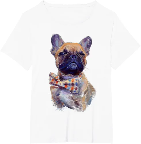 Vista 43 de Camiseta de bulldog francés con estampado realista, artística de bulldog francés, Negro, S