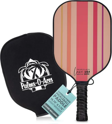 Vista 15 de Palms-O-Aces Carbon Fiber Pickleball Paddle – USAPA Approved 16mm T700 Graphite Paddle with Textured Spin Surface Lightweight Carbon Fiber