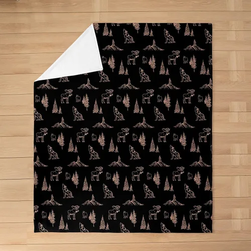 Vista 2 de Erosebridal Manta de franela de animales del bosque, 40 x 50 pulgadas, con temática de caza de osos, ciervos, lobos, manta de felpa mullida