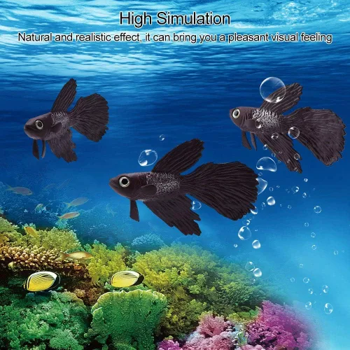 Vista 2 de FTVOGUE Acuario Natación Silicona Artificial Divertido Peces Ornamento Realista Falso (Marrón)