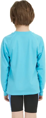 Vista 4 de QBK Camiseta de natación de manga larga para niños, protección solar UV, protección contra erupciones, UPF50+, traje de baño de surf para niños