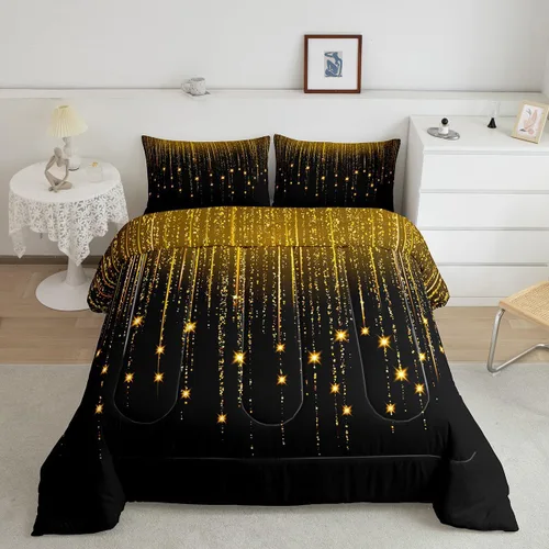 Vista 21 de Feelyou - Juego de edredón abstracto ombre, color azul y negro, juego de cama para adolescentes, para niños, mujeres y jóvenes, juego de edredón