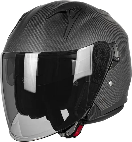 Vista 8 de Kaese Casco de motocicleta de fibra de carbono 3/4 con protector de doble lente, aprobado por DOT, protección facial ligera para hombres y mujeres