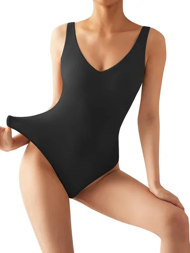 Vista 4 de SUUKSESS Body sexy de 2 piezas para mujer, cuello en V, espalda descubierta, sin mangas, sin mangas
