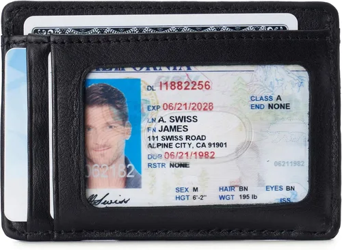 Vista 2 de Alpine Swiss RFID Dermot dinero clip frontal bolsillo cartera para hombres cuero viene en una caja de regalo, Negro -, Talla única, Clip de dinero