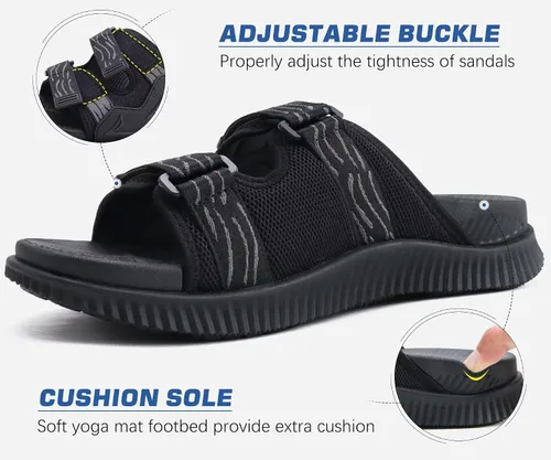 Vista 5 de KuaiLu Sandalias ortopédicas para hombre, atléticas, gruesas, para recuperación, deporte, correa ajustable, puntera abierta, sandalias para caminar
