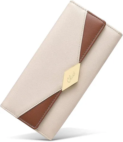 Vista 8 de CLUCI Cartera de cuero triple grande para mujer