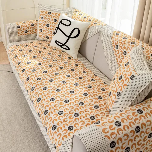 Vista 3 de vctops Funda de sofá de algodón suave con diseño de retazos, estilo granja, antideslizante, acolchada, para sala de estar, lavable, protector