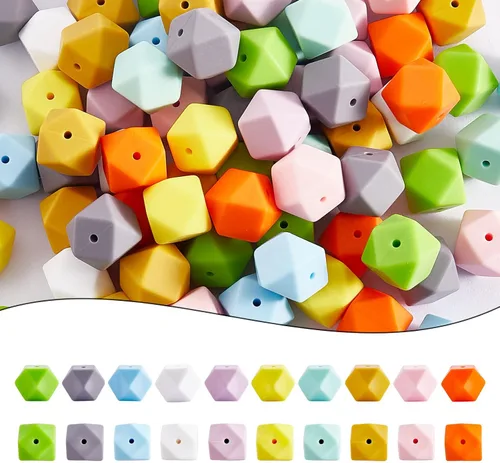 Vista 13 de 60 cuentas de silicona de cactus, coloridas cuentas espaciadoras sueltas de agujeros grandes para manualidades, collares, pulseras, aretes