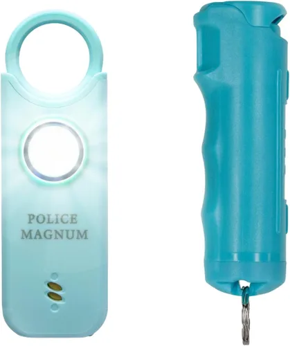 Vista 9 de Police Magnum Alarma de seguridad personal y spray de pimienta Combo de autodefensa para mujeres, sirena ruidosa de 135 db con luz y máxima fuerza