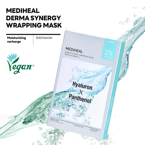 Vista 2 de Mediheal Derma Synergy - Mascarilla envolvente para barrera hidratante (10 paquetes), hidratación mejorada de la piel con pantenol de hialurón