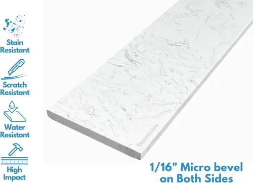 Vista 2 de Statuario - Umbral de mármol diseñado por Statuario para sistemas de bandeja de ducha Schluter Kerdi y azulejos Redi (3 x 60 pulgadas)