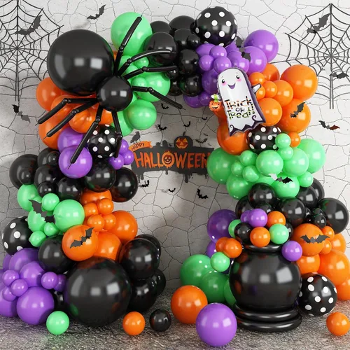 Vista 14 de Arco de globos de pata de perro, 105 piezas de guirnalda de globos con estampado de patas azules y naranjas, globos de papel de aluminio de hueso