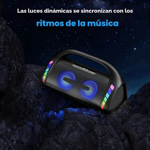 Vista 7 de Bocina Bluetooth LFS, altavoces Bluetooth inalámbricos de 100W y bajo profundo, luces LED, impermeable IPX6, 30 horas de reproducción, altavoz