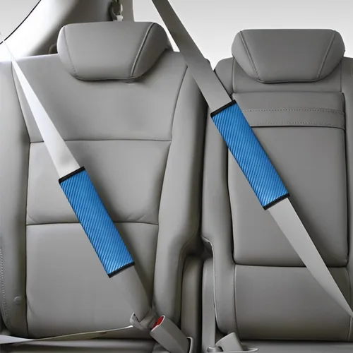 Vista 6 de AUCELI 2 fundas para cinturón de seguridad para automóvil, transpirables, correas de arnés de hombro que ayudan a proteger tu cuello, para una Azul