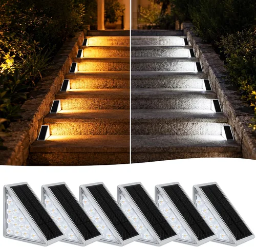 Vista 14 de AUDLES Luces LED Solares para Escalones Impermeables Luces para Escaleras Exteriores, Luz Solar para Terraza Decoración Exterior IP67 Luz de Blanco